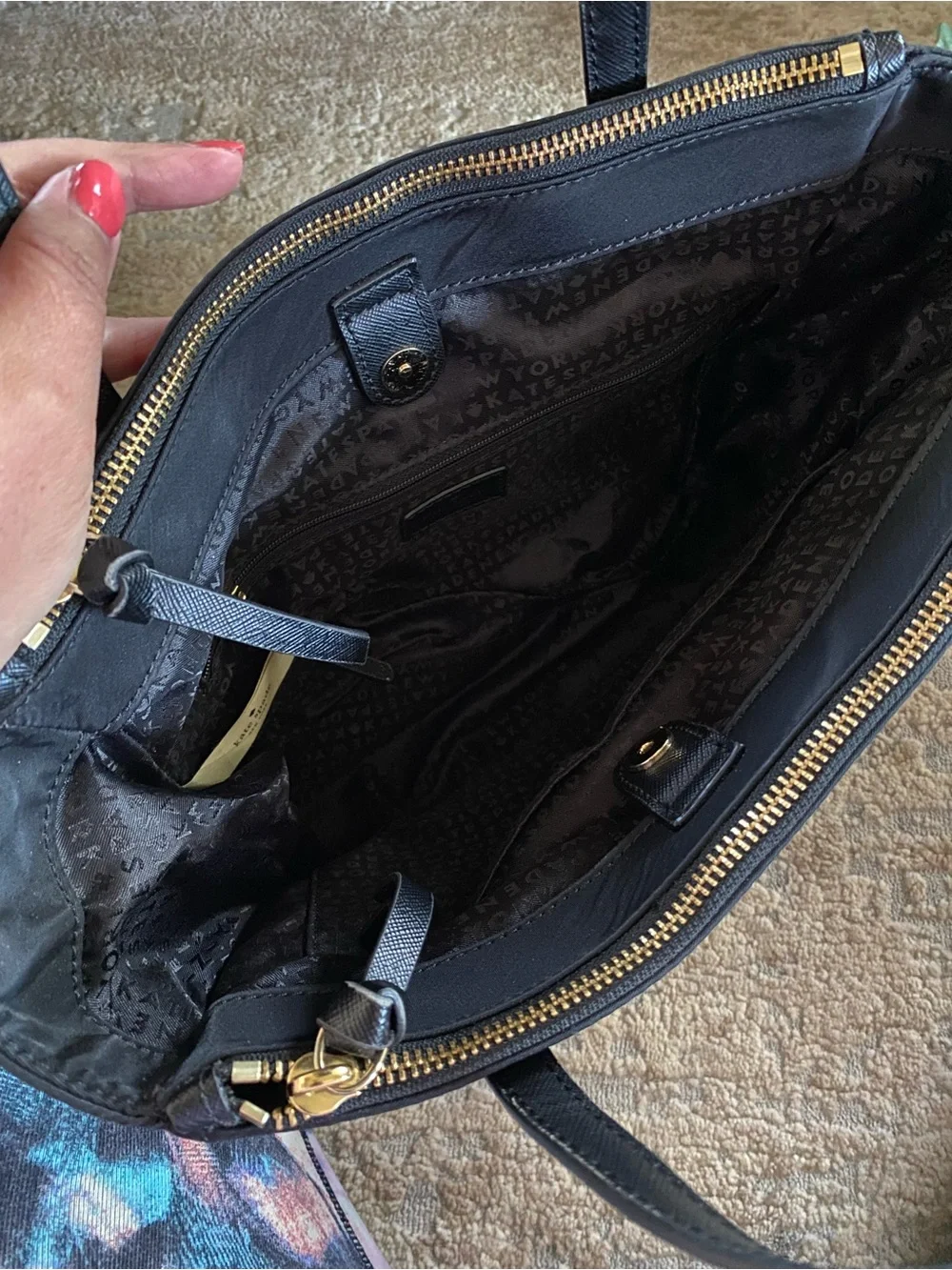 kate spade New York Wilson Road Alyse Satchel Black Tote Bag Nylon Purse Handbag